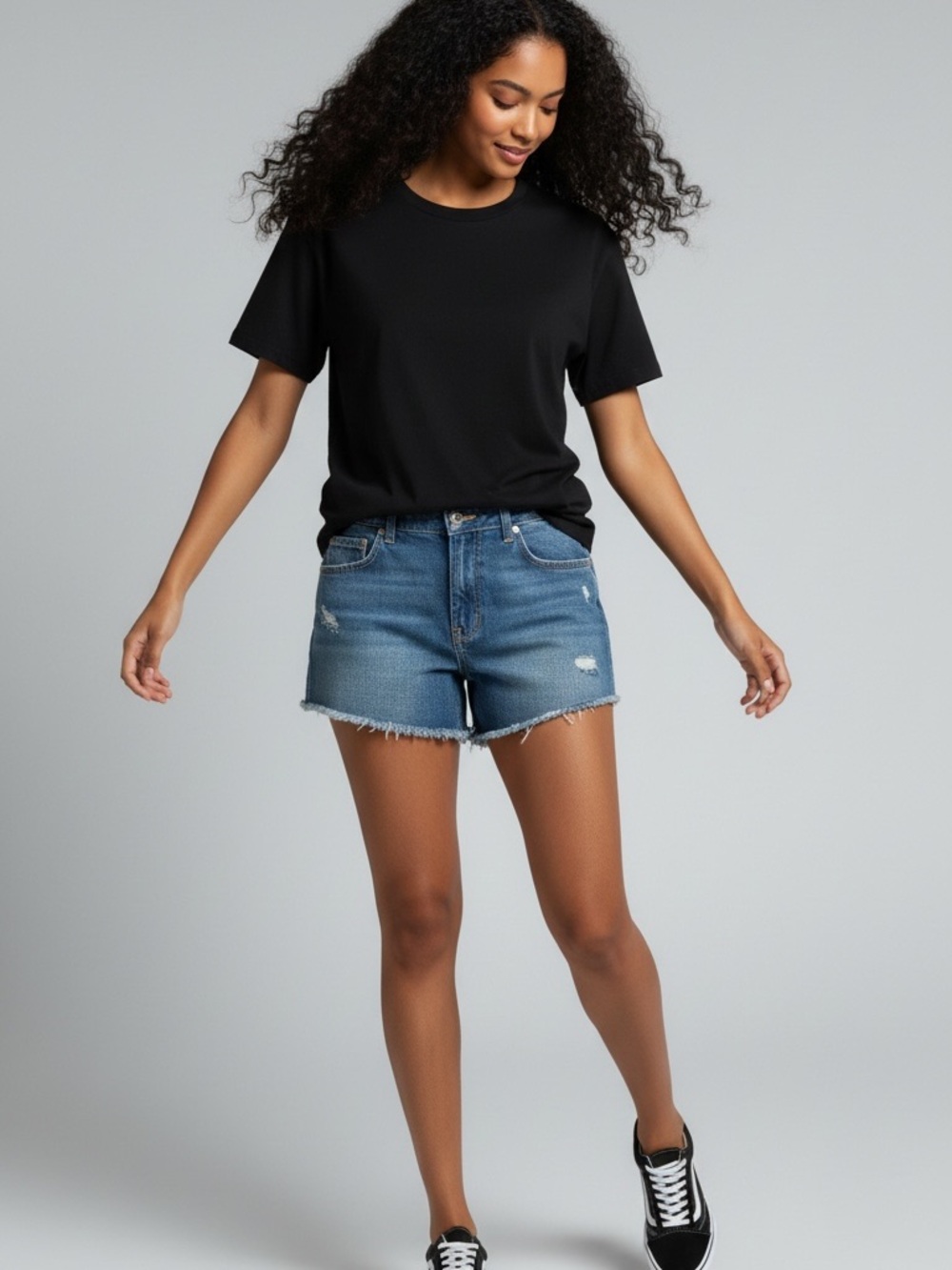 Blue Rag Denim Cutoff Jean Shorts - Picture 5 of 9